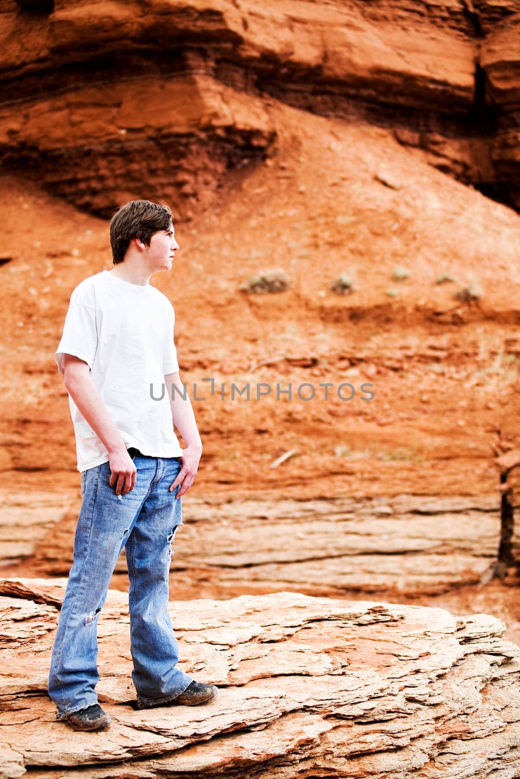 teen male in mountains