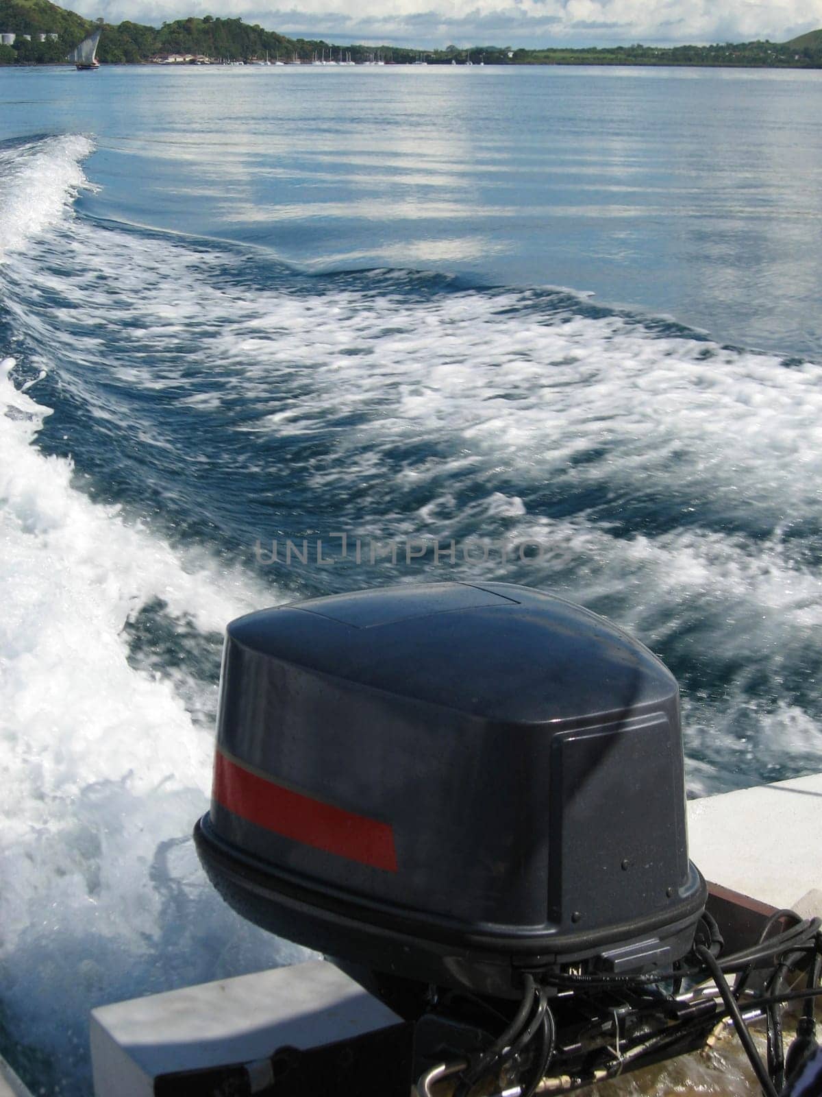 Outboard engine on boat trip