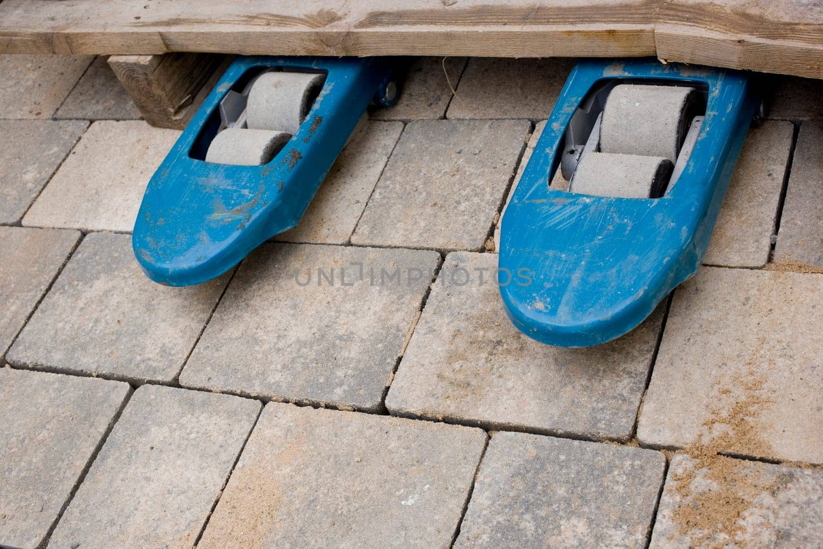 Pallet truck on new pavement
