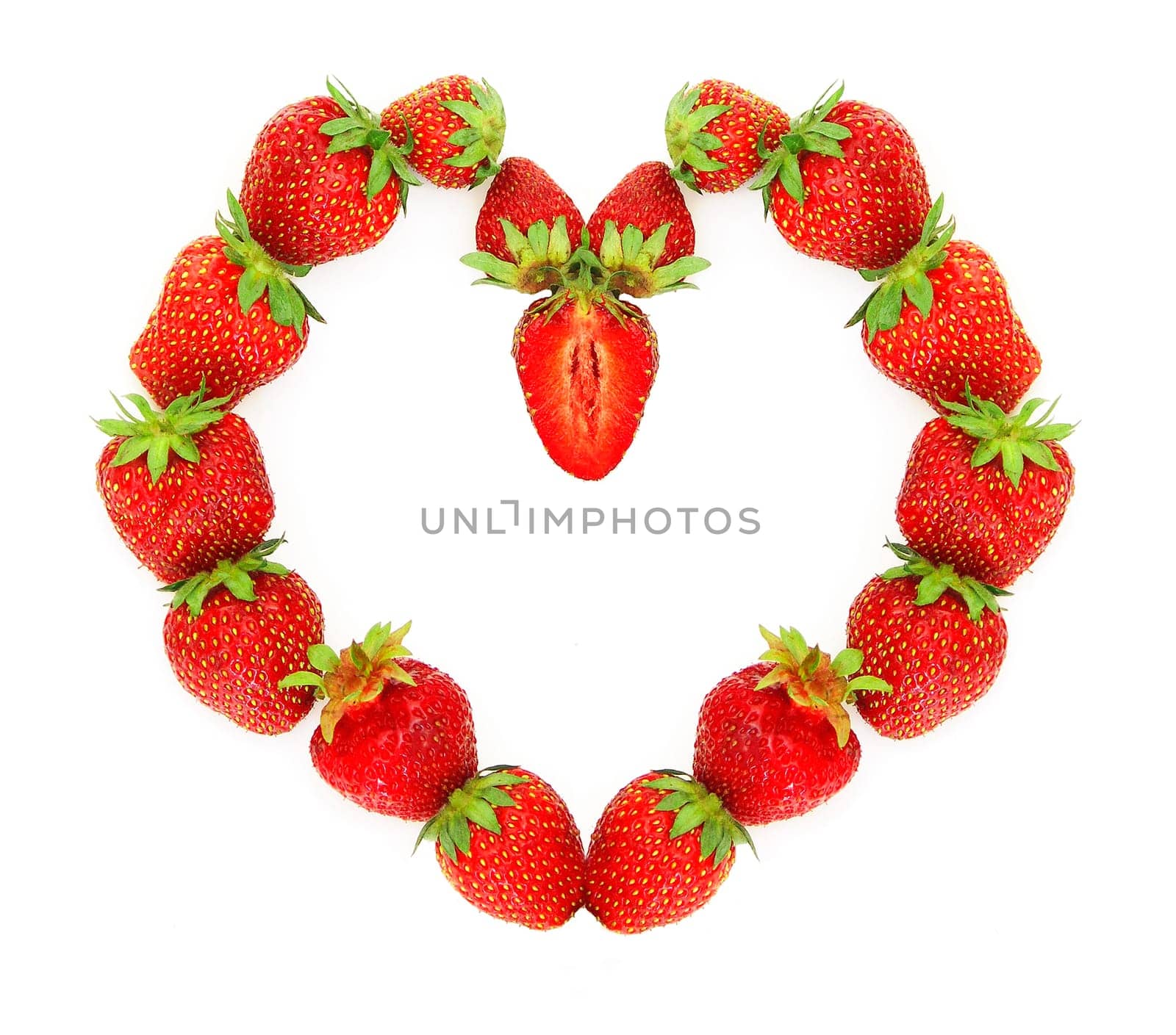 Heart made of a fresh strawberry