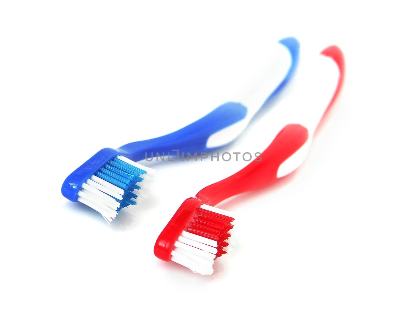 Color dental brush on white background