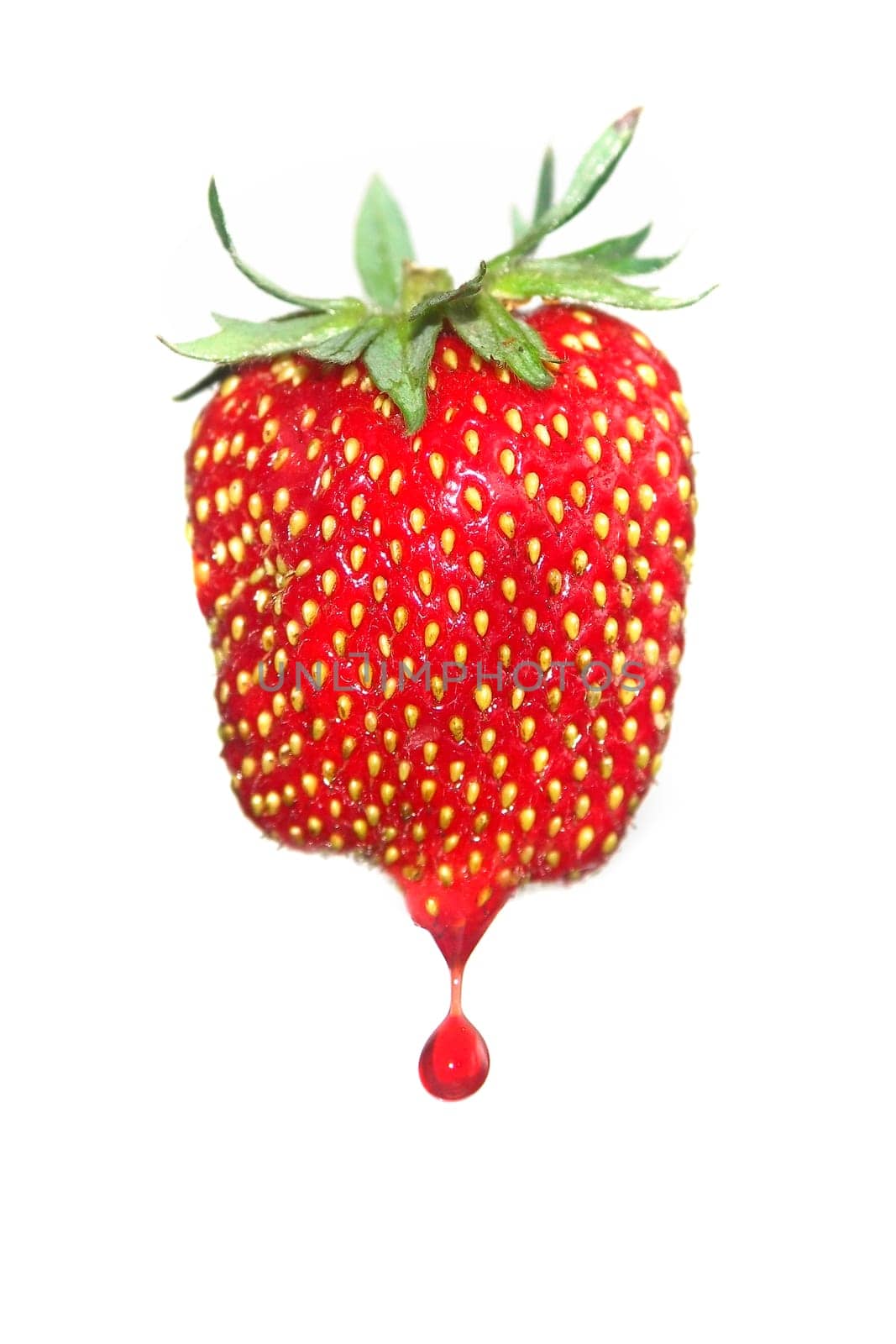 Isolated fruits - Strawberries with drop