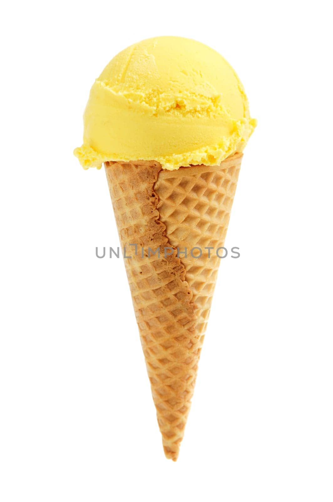 Banana ice cream in a sugar cone