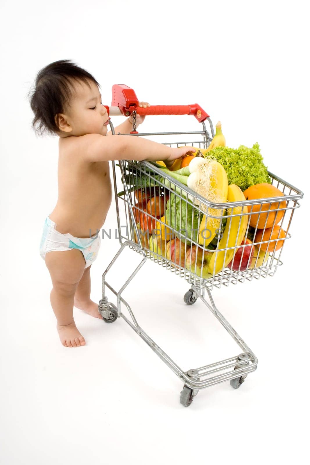 Baby with shopping cart