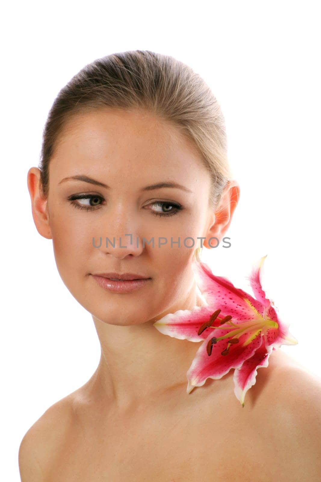 Beauty portrait of a woman with flower