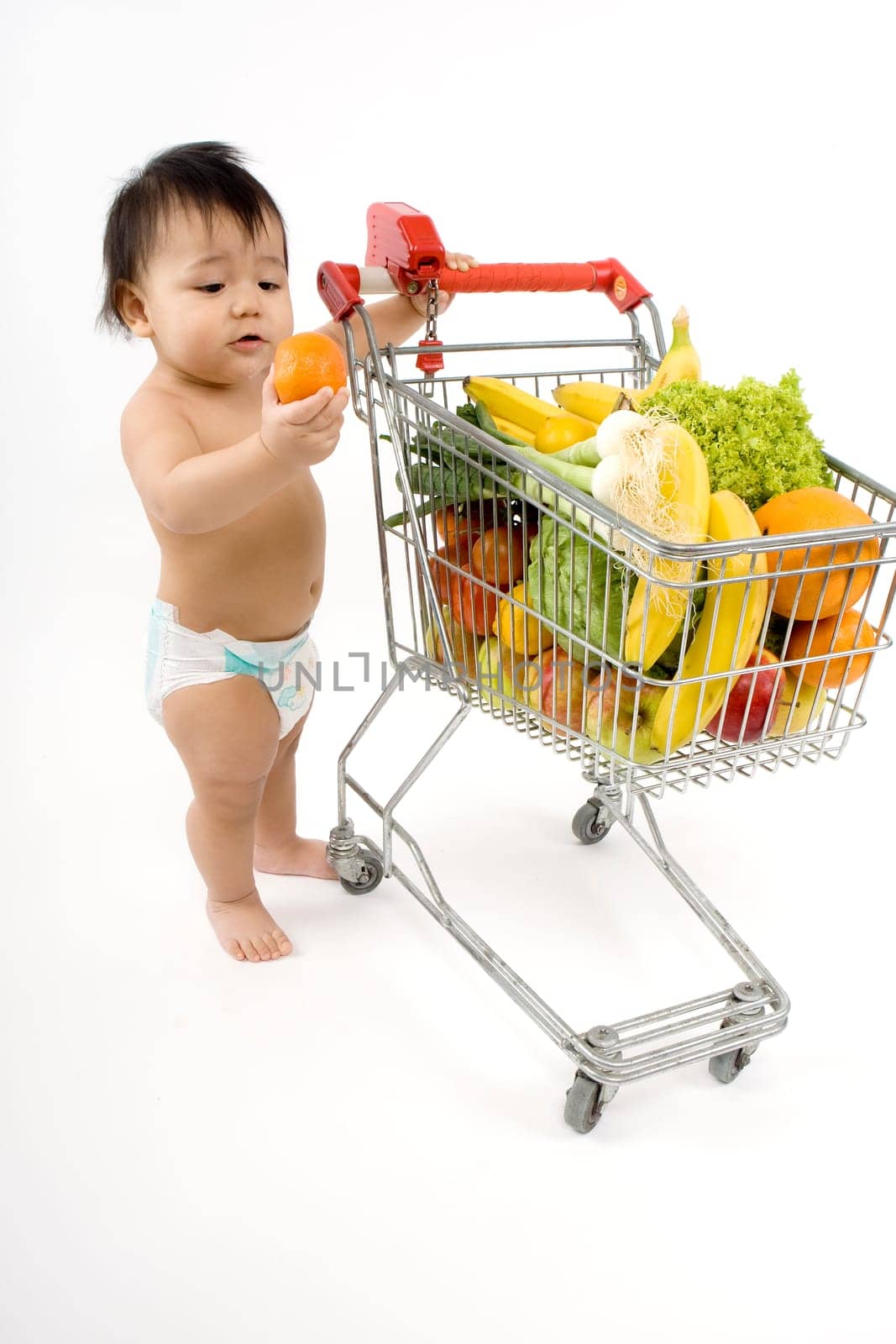Baby with shopping cart