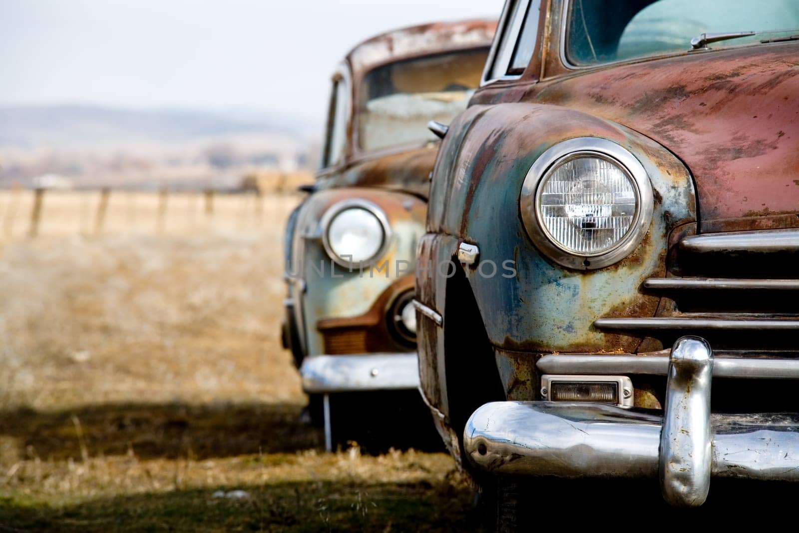 vintage cars abandoned in rural Wyoming