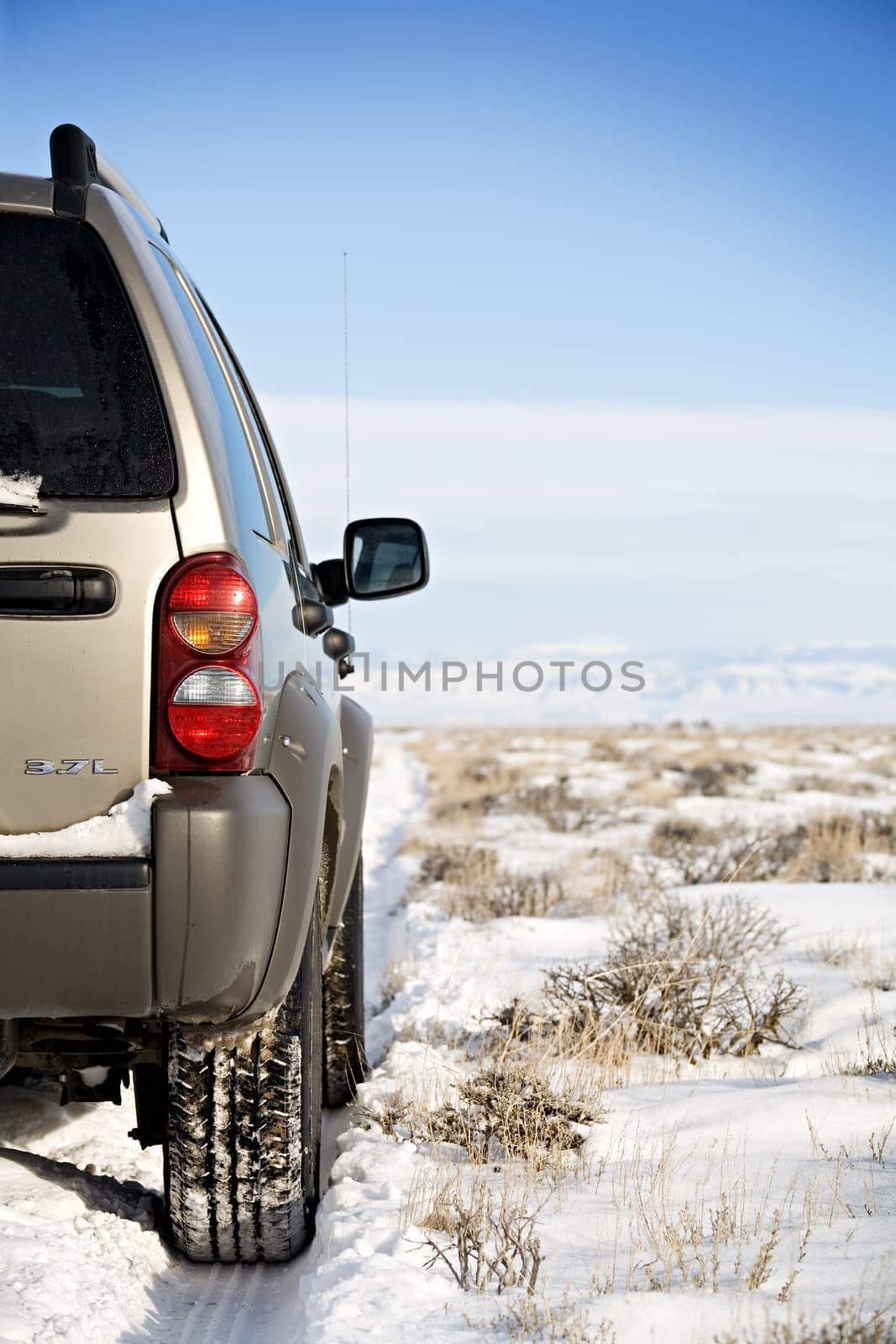 car winter on the road to nowhere