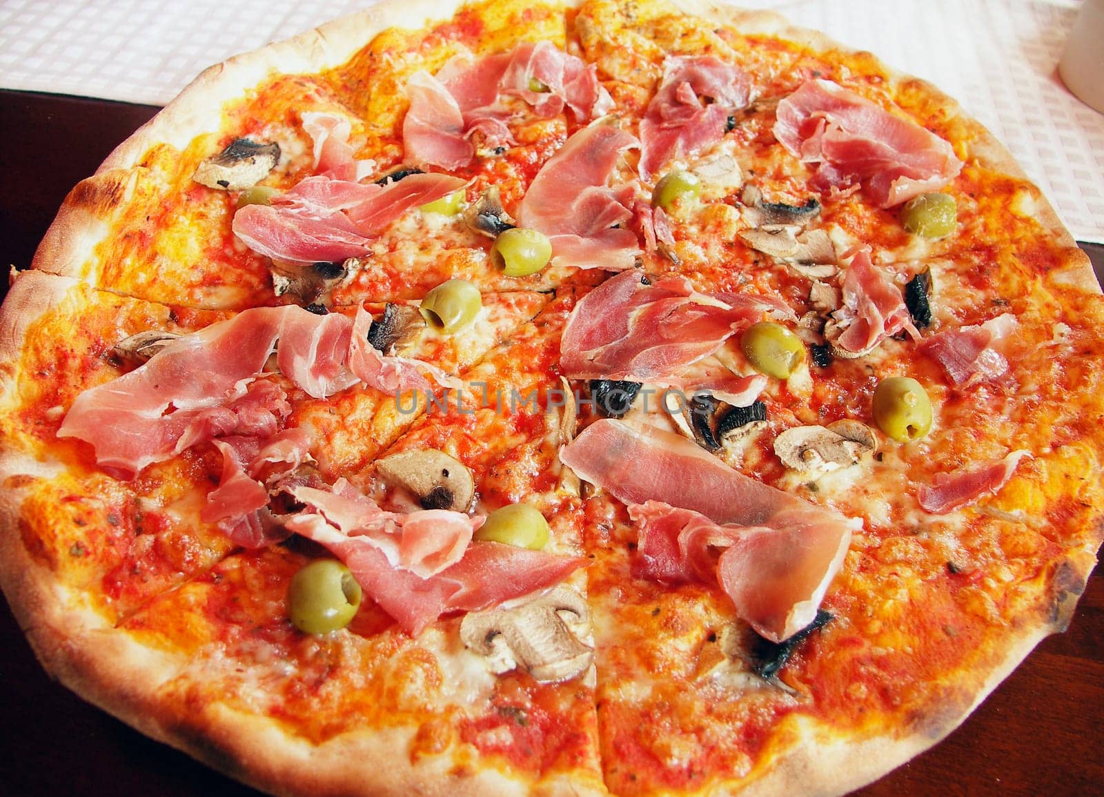 Italian pizza with italian ham