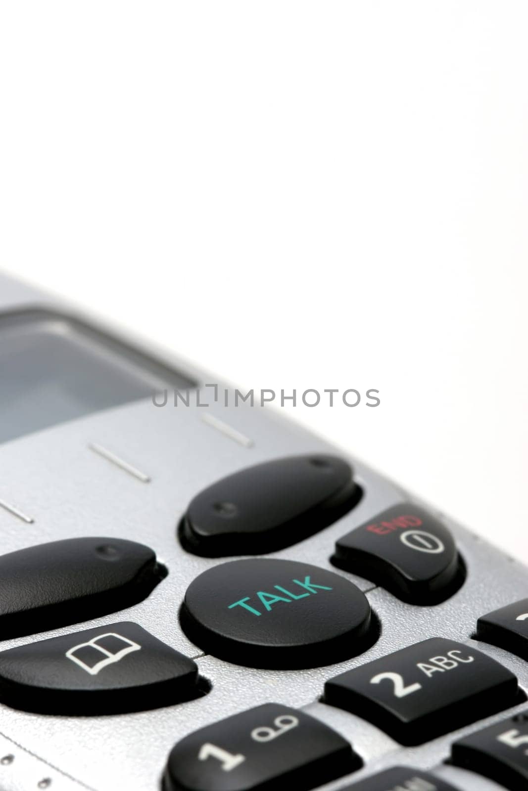 cordless phone handset macro over white