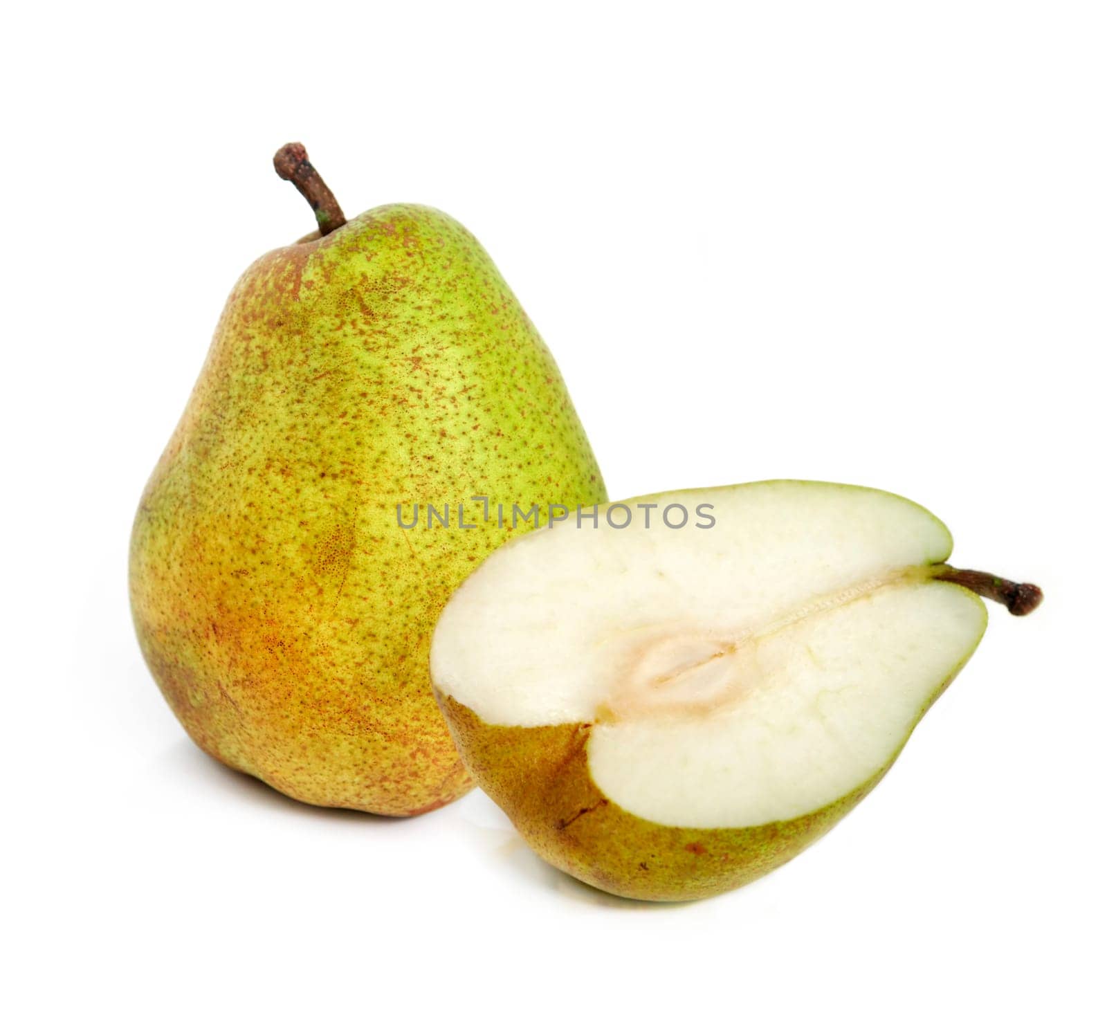 The ripe juicy pear with white backgroun