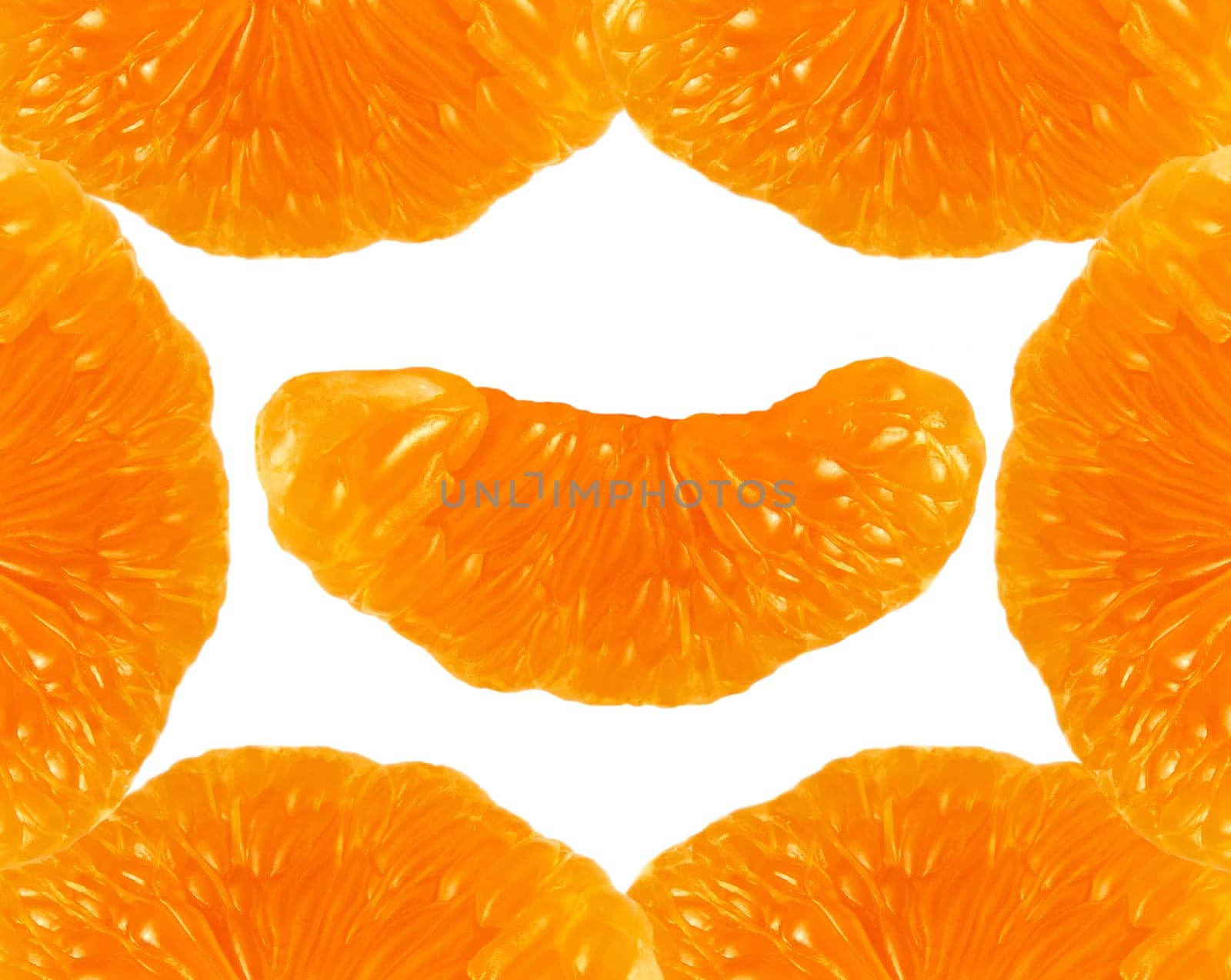 Peeled section without peelings tangerin