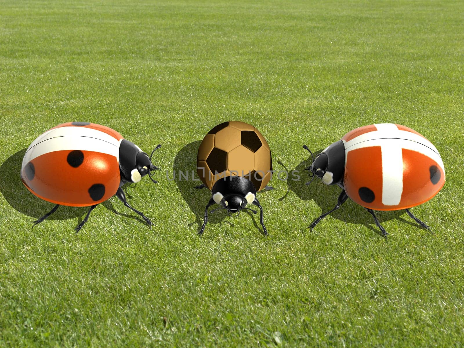 Soccer Playing June Beetle,Cartoon