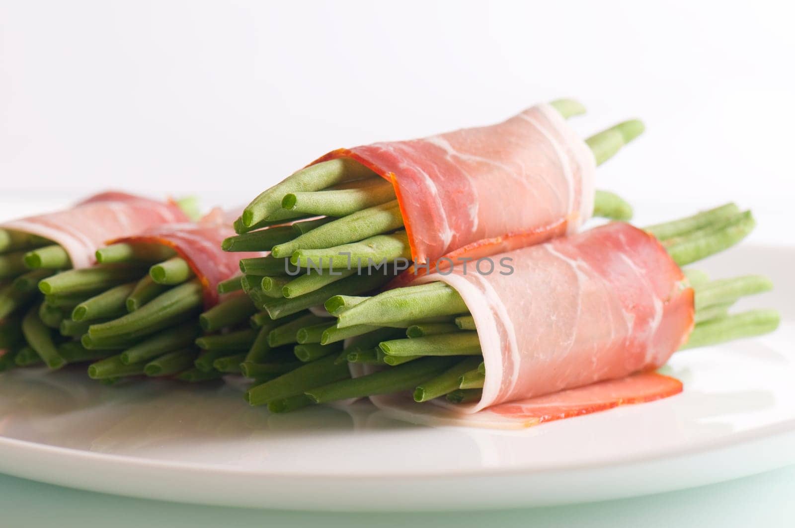 Princess beans wrapped in ham
