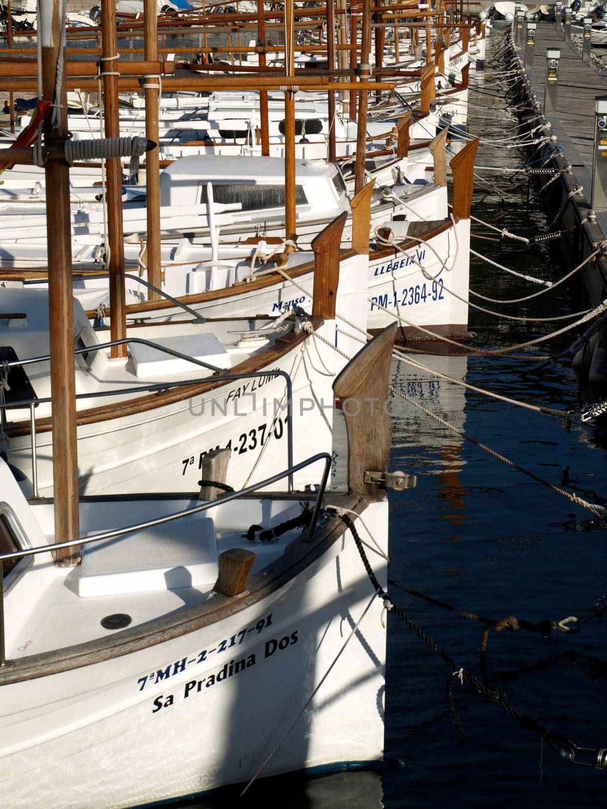 View of small fishing boats in the harbor