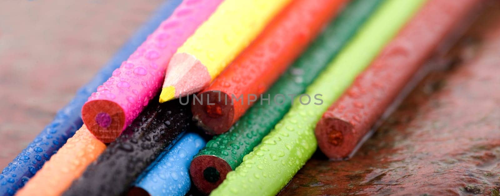 Colored pencils in panorama format