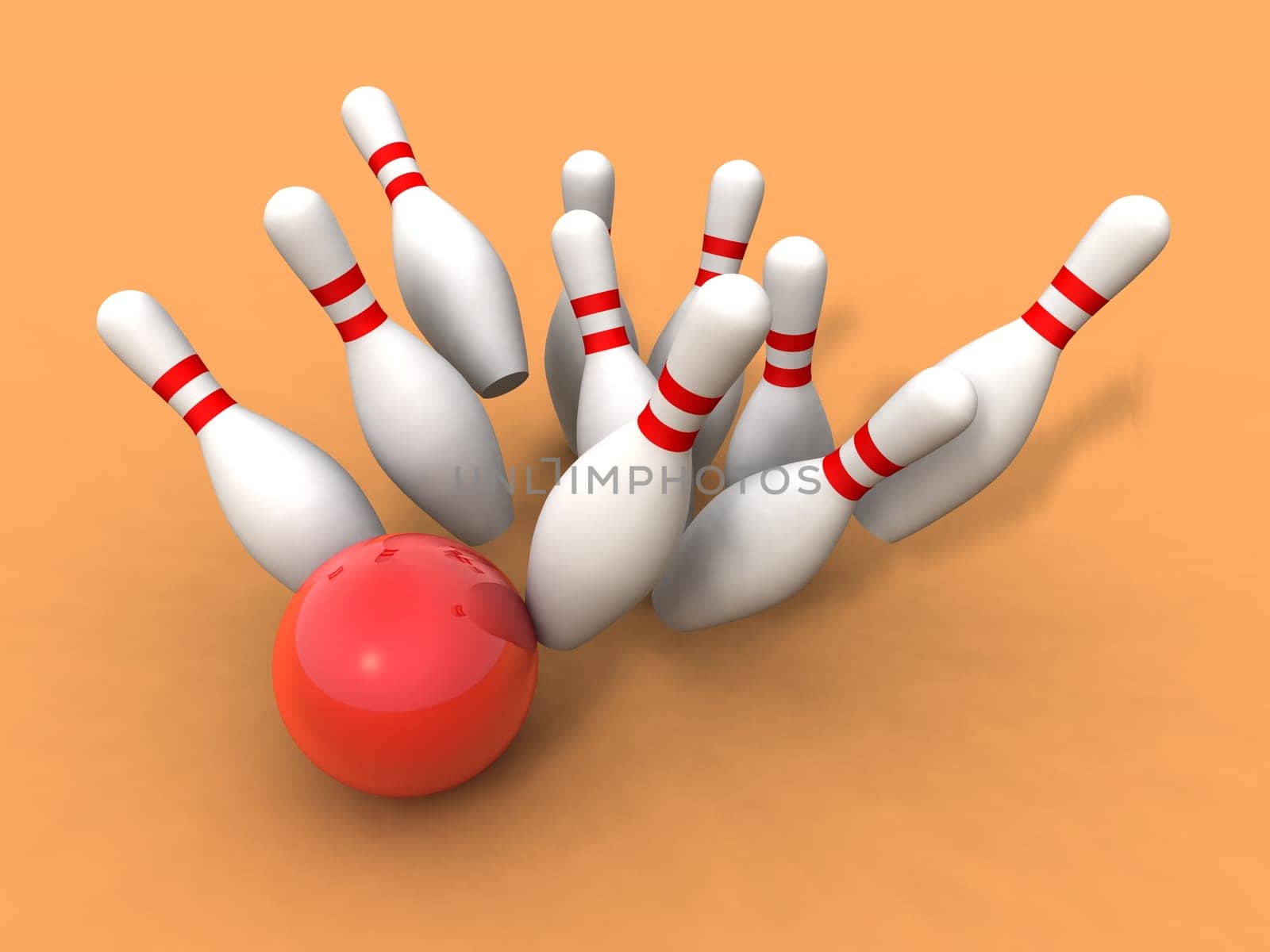 bowling ball and skittles