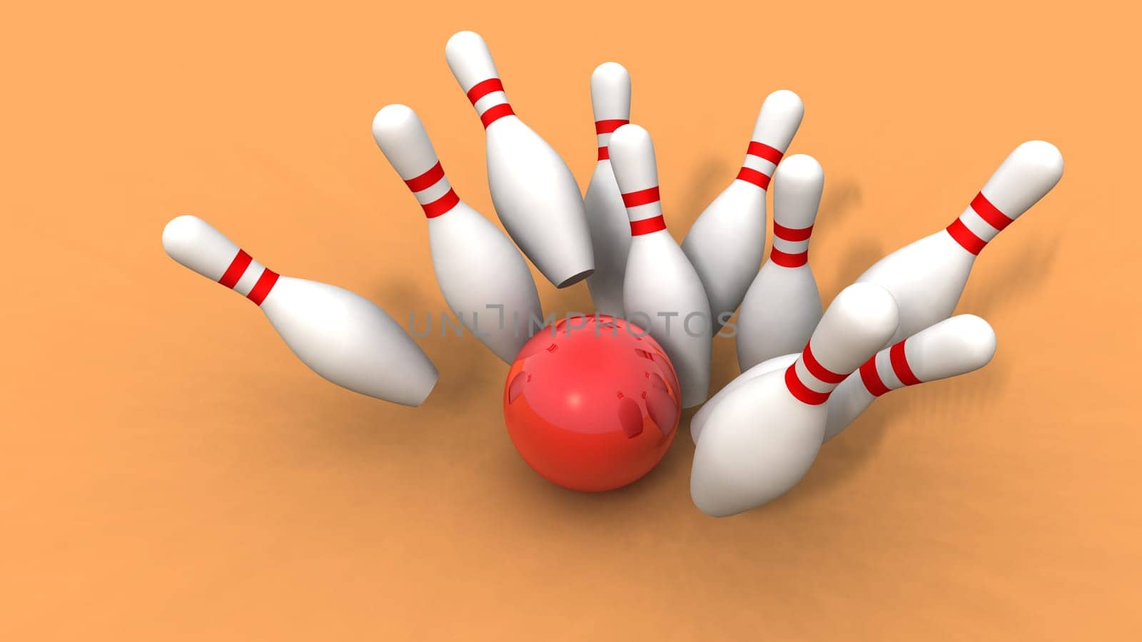bowling ball and skittles