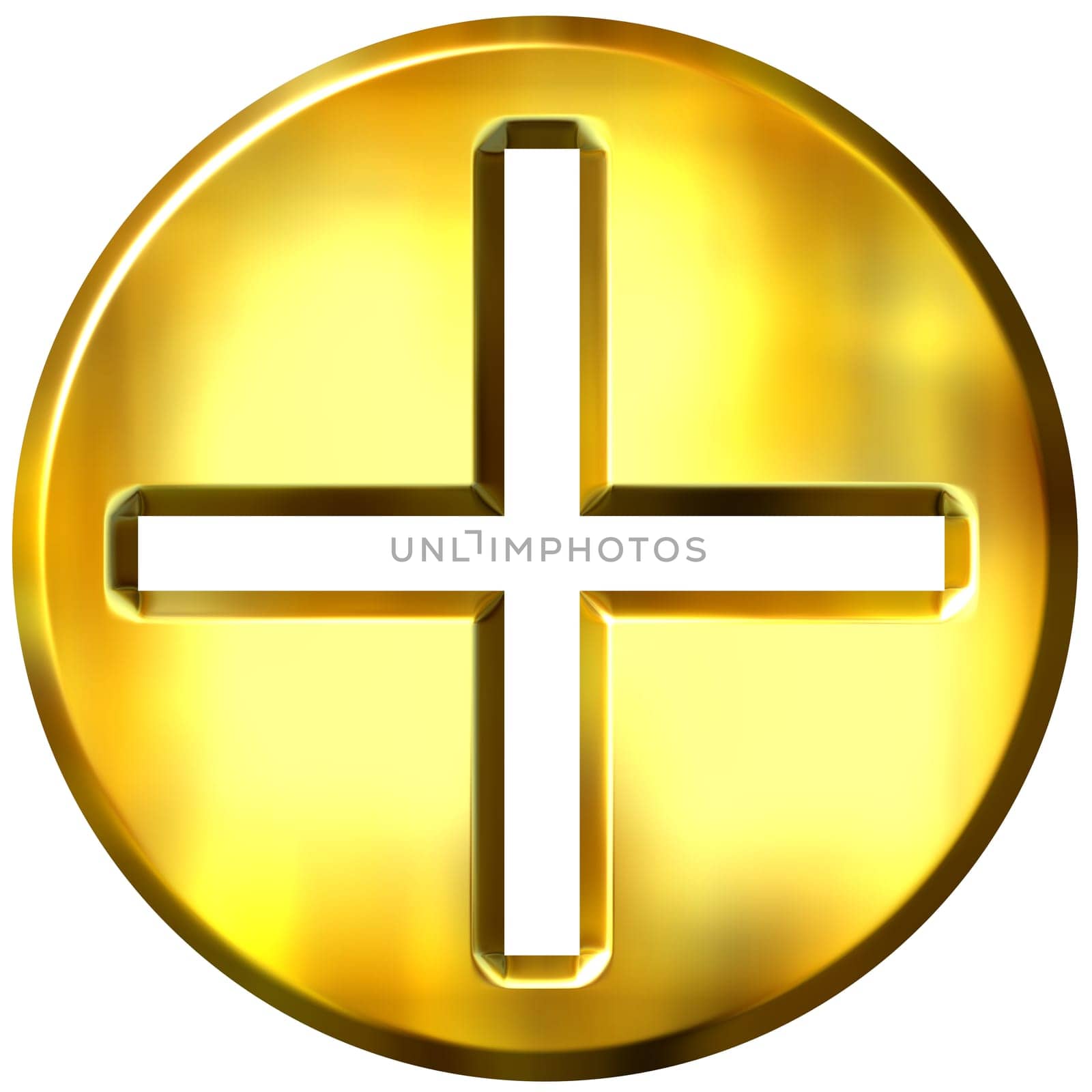 3D Golden Famed Addition Symbol