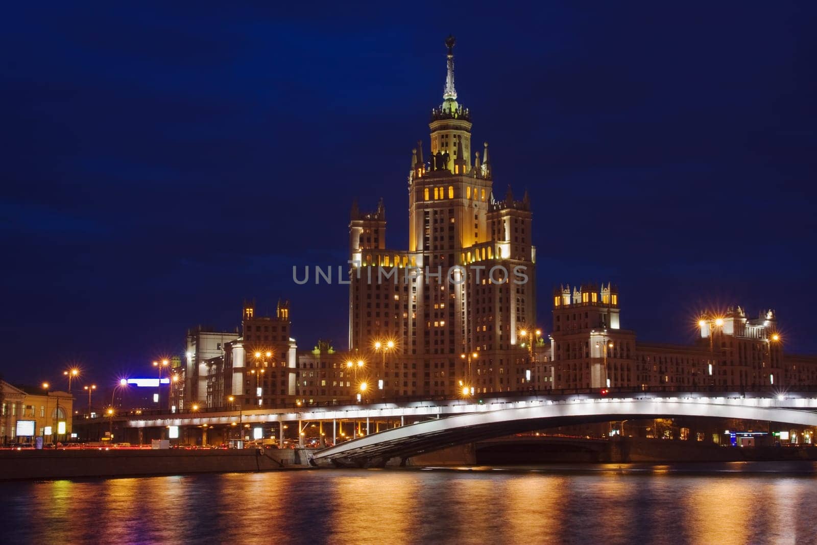 View across Moscow river in twilight