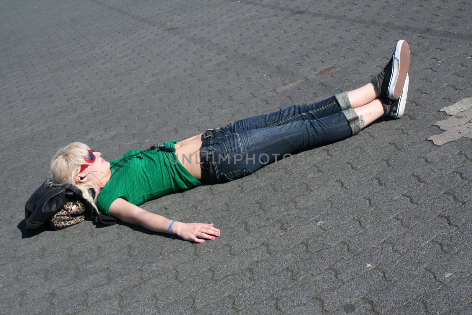 young woman lying on the floor