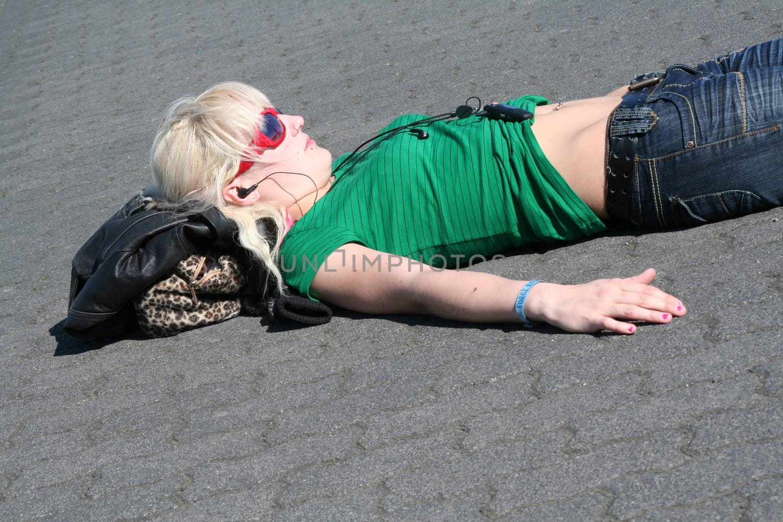young woman lying on the floor