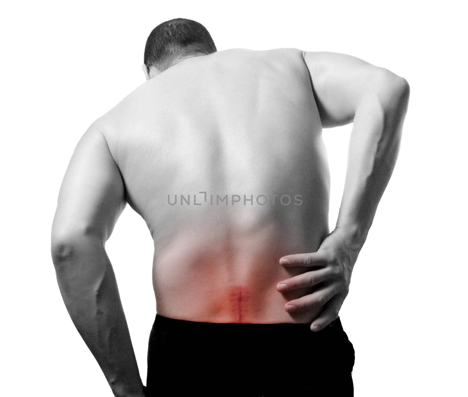 man with back pain and serious problem