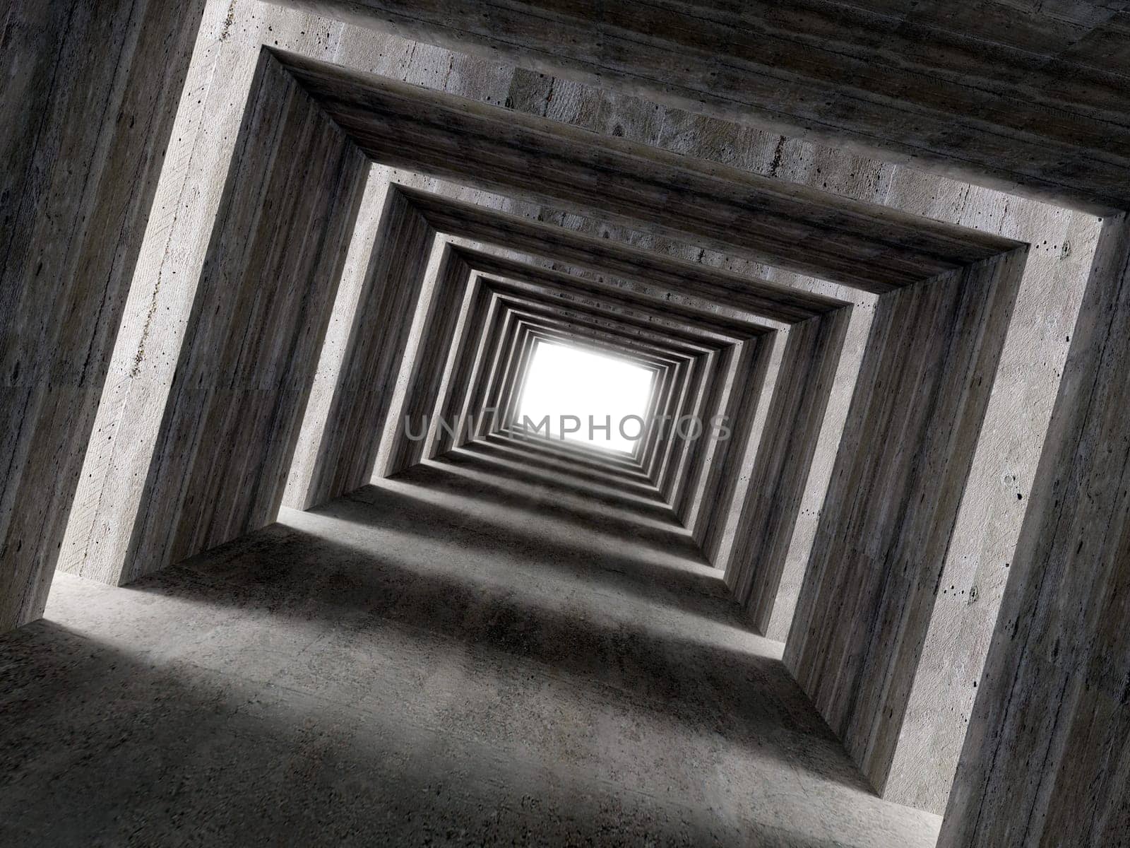 fine image 3d of concrete tunnel and lateral light