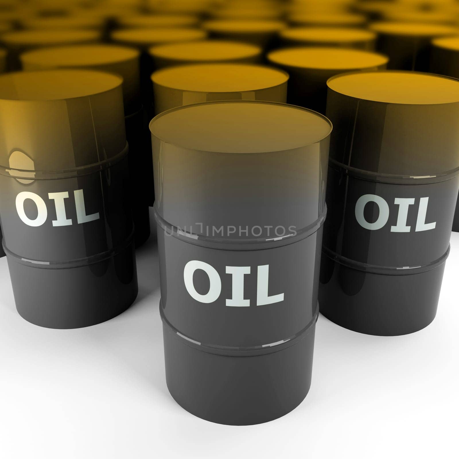 3d image of golden oil barrel