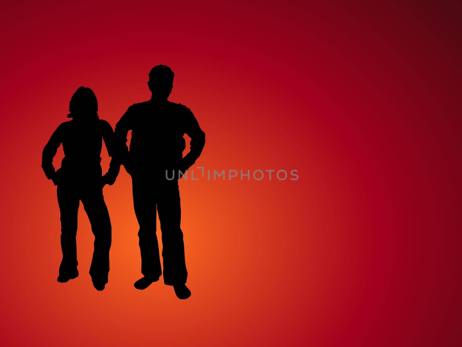 Silhouettes of young couple
