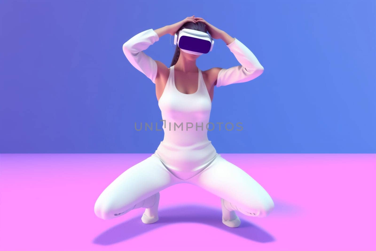 woman innovation tech vr game reality neon glasses sport digital virtual. Generative AI. by Vichizh