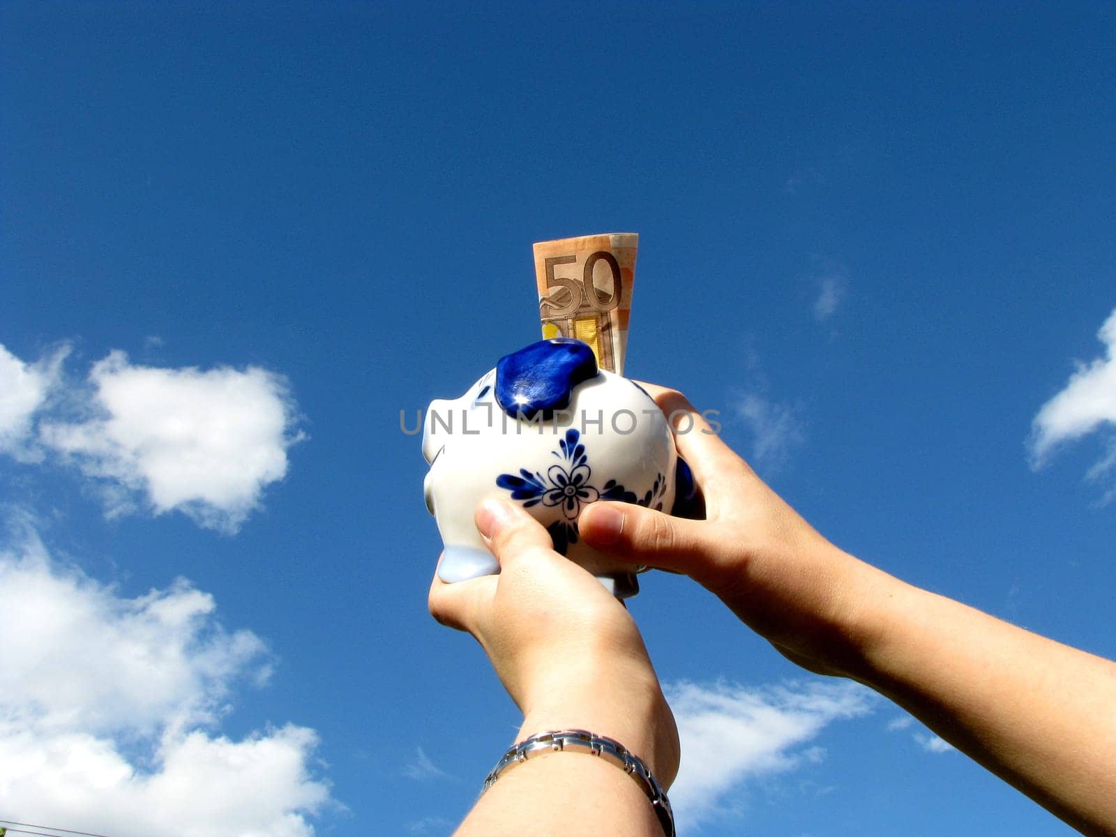 Piggy bank with money
