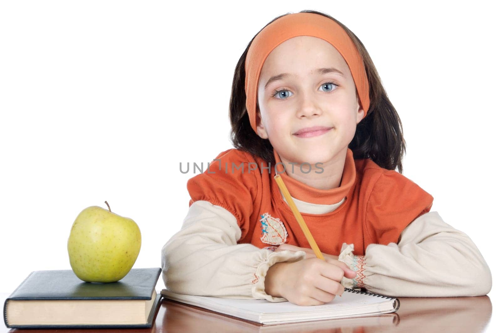 adorable girl studying