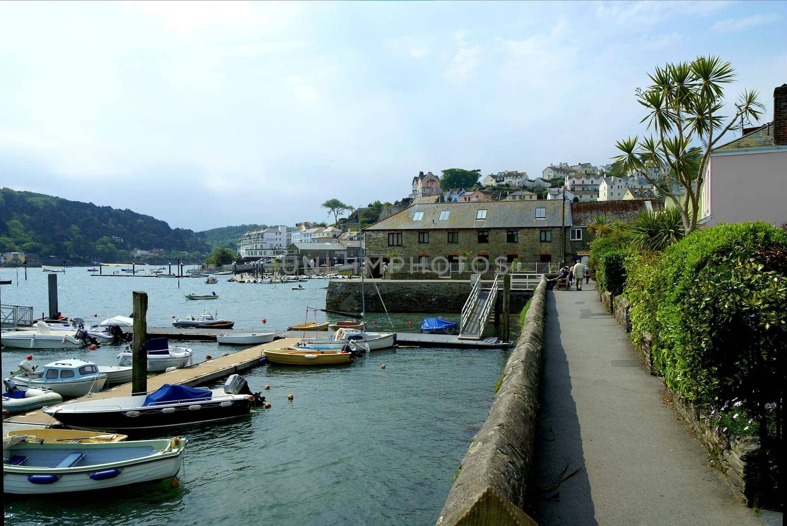 The small harbour town of Salcombe is located at the mouth of the Kigsbridge Estuary on the south coast of Devon,UK