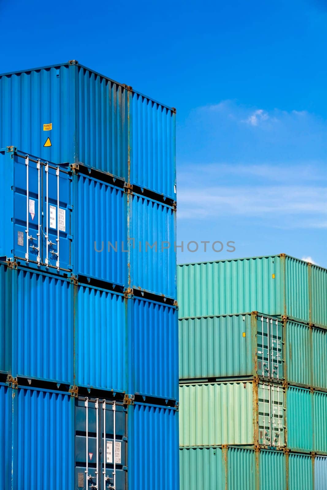 shipping containers at harbor terminal
