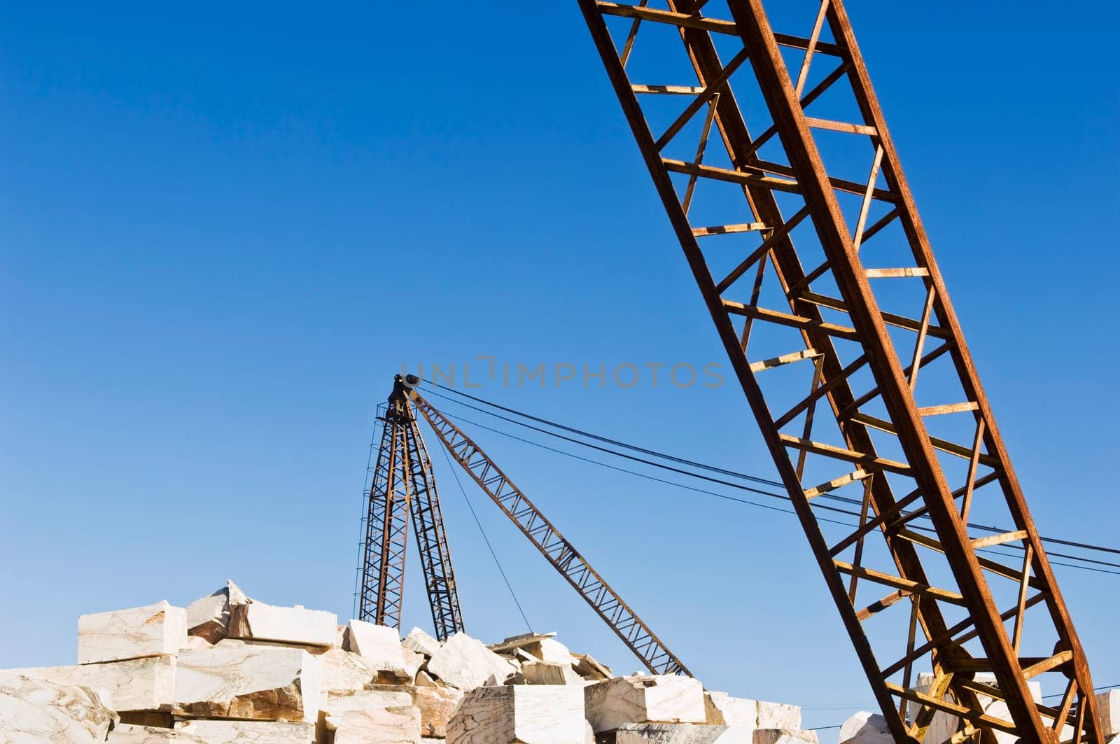 Cranes at marble quarry