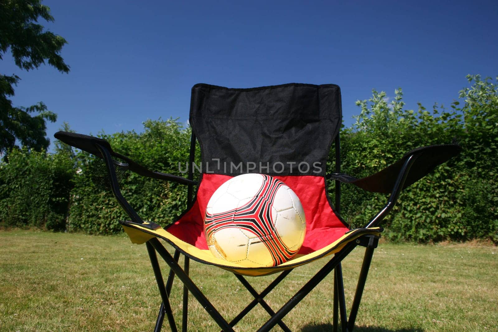 Soccer ball on chair with German flag