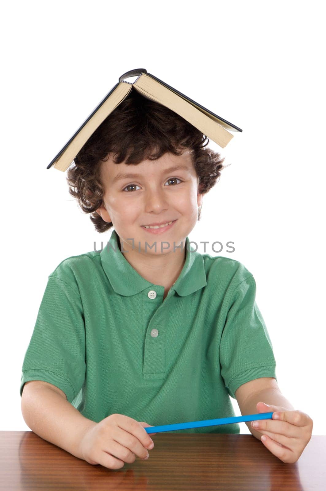 adorable boy reading a book