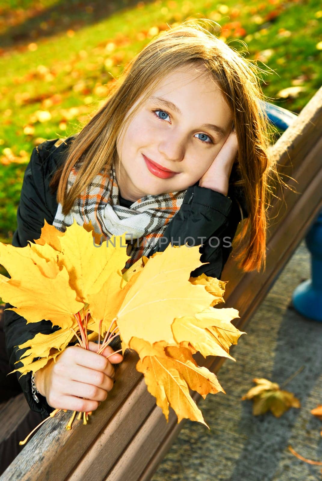 Teenage girl in the fall