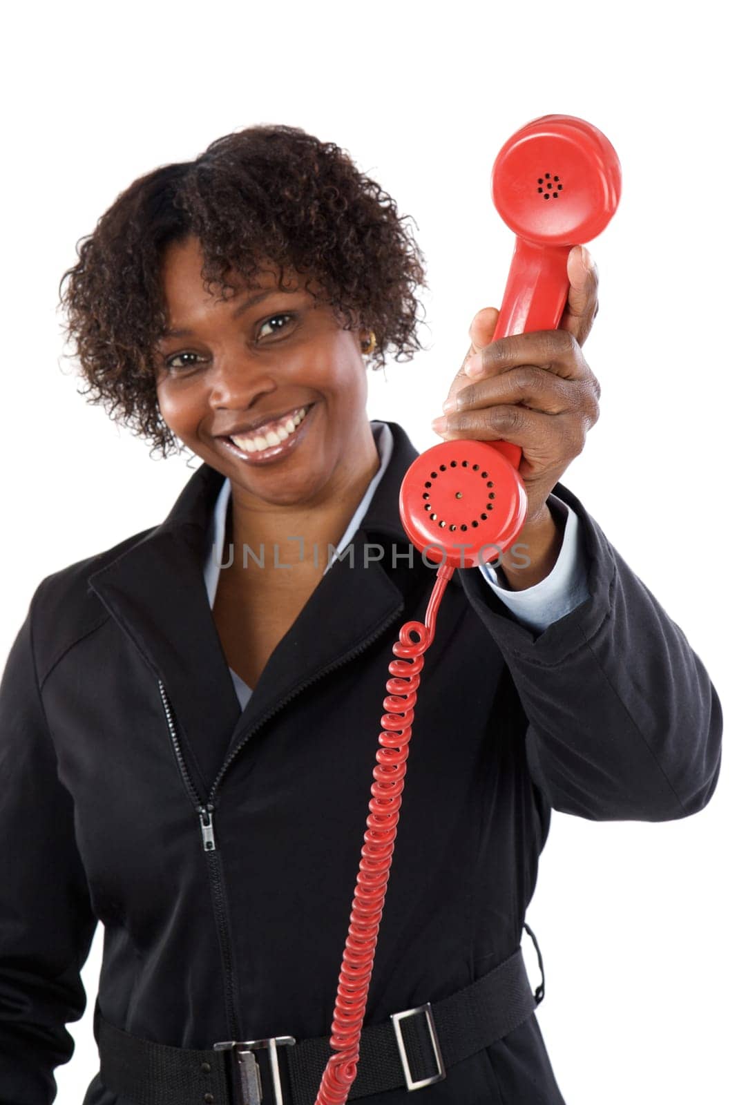Woman with a red phone