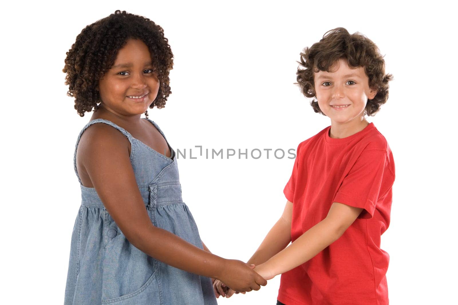 two handsome children of different races
