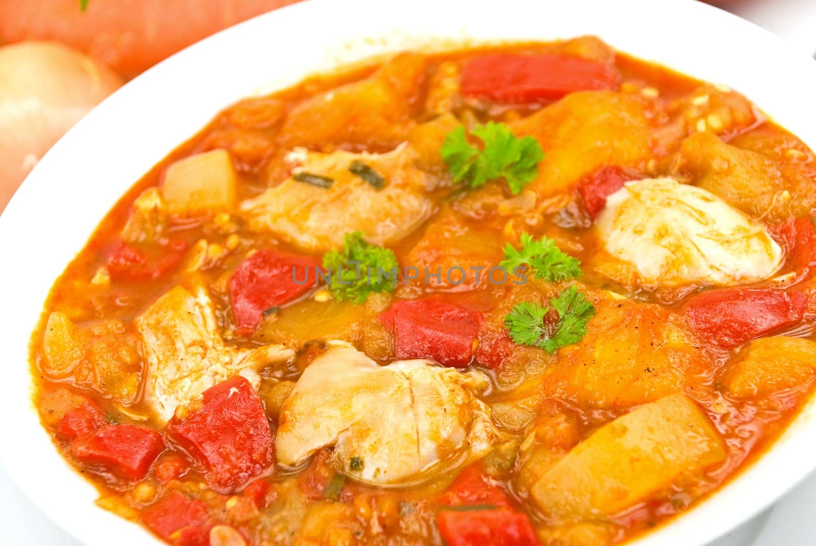 Vegetable soup casserole with chicken
