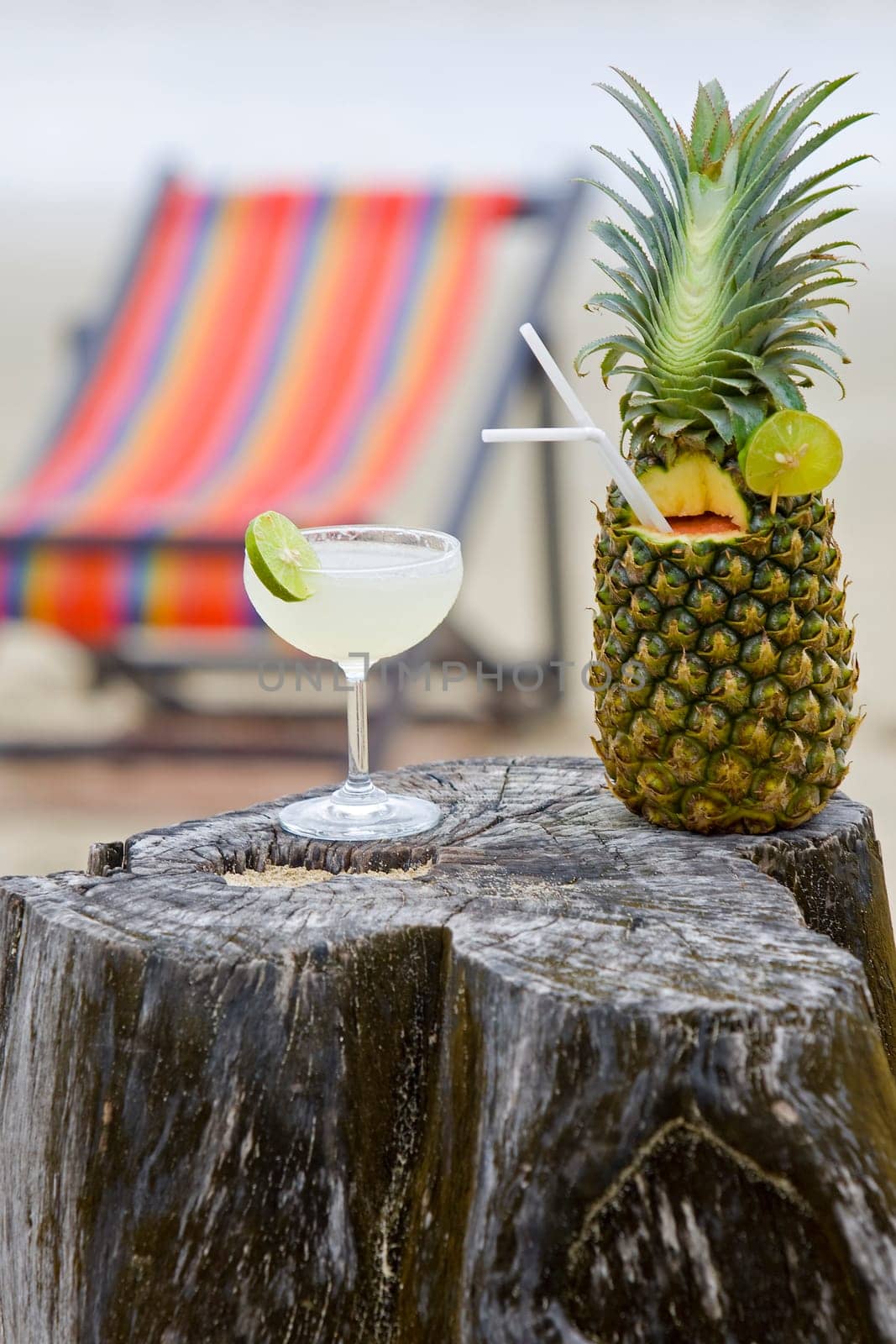 Pineapple,cocktail on the beach