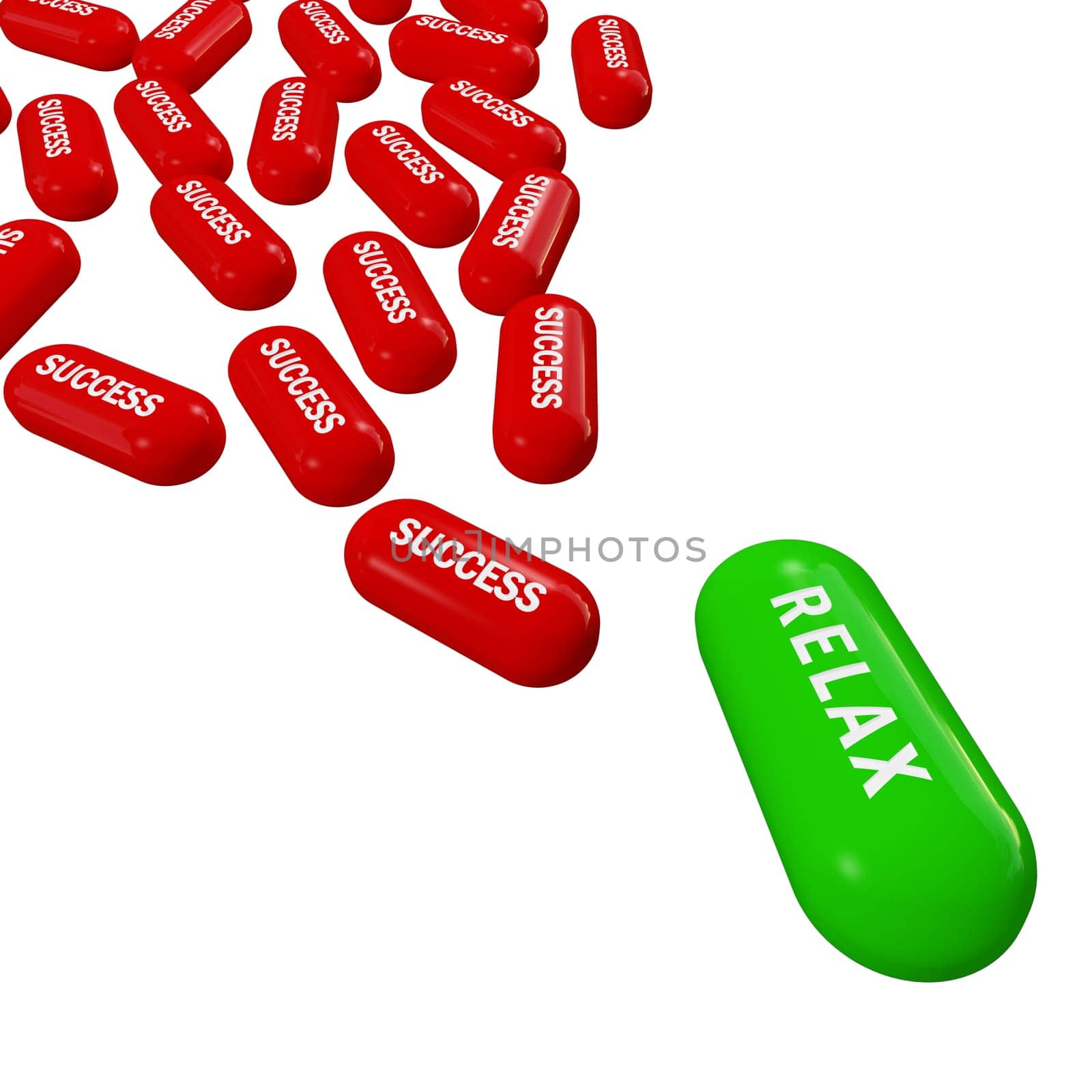 pills of succes on white background