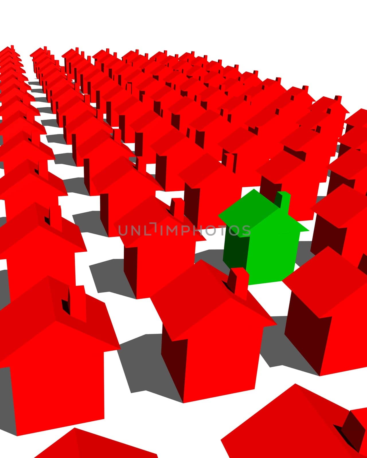 green house with red houses
