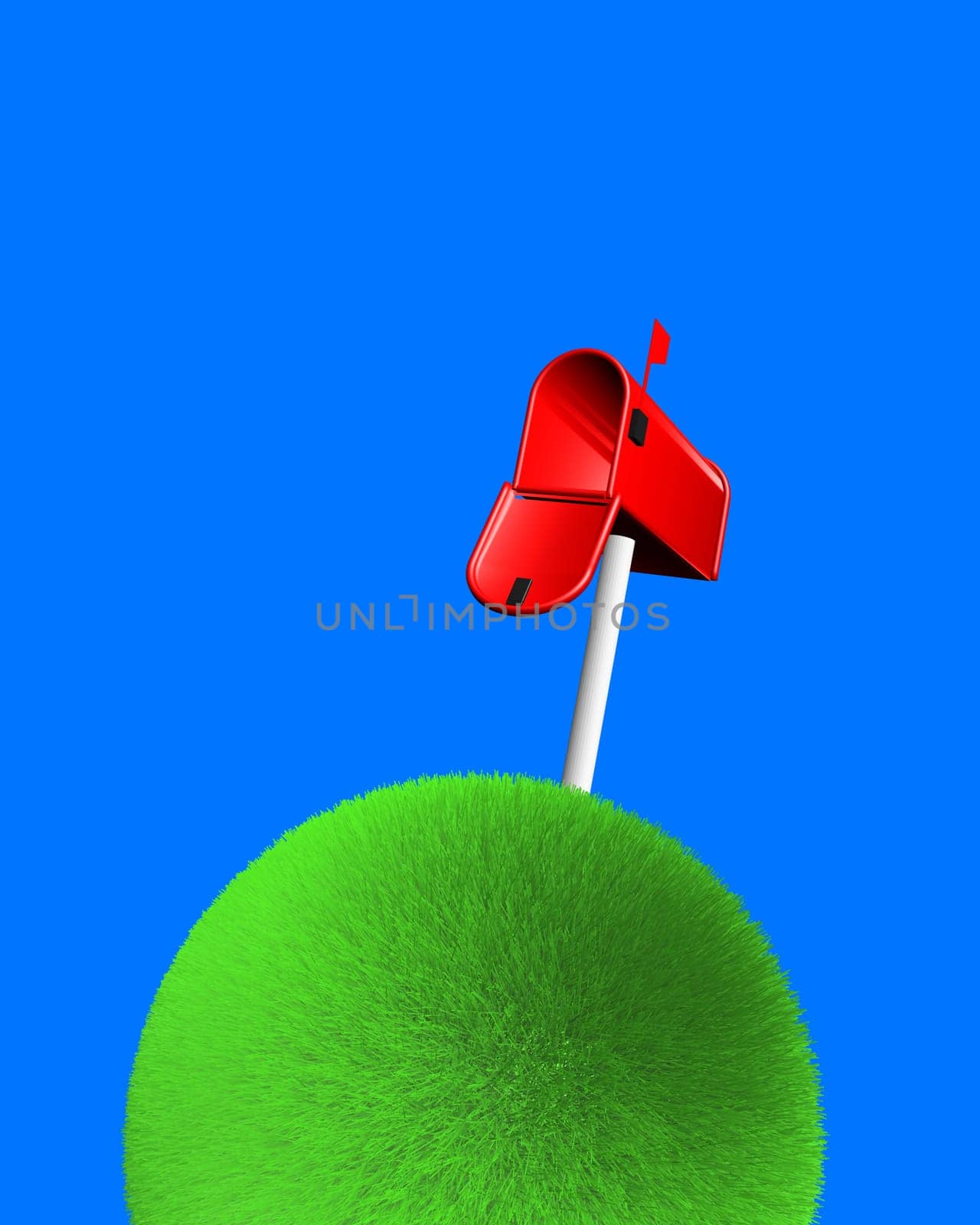 mailbox on sphere of grass
