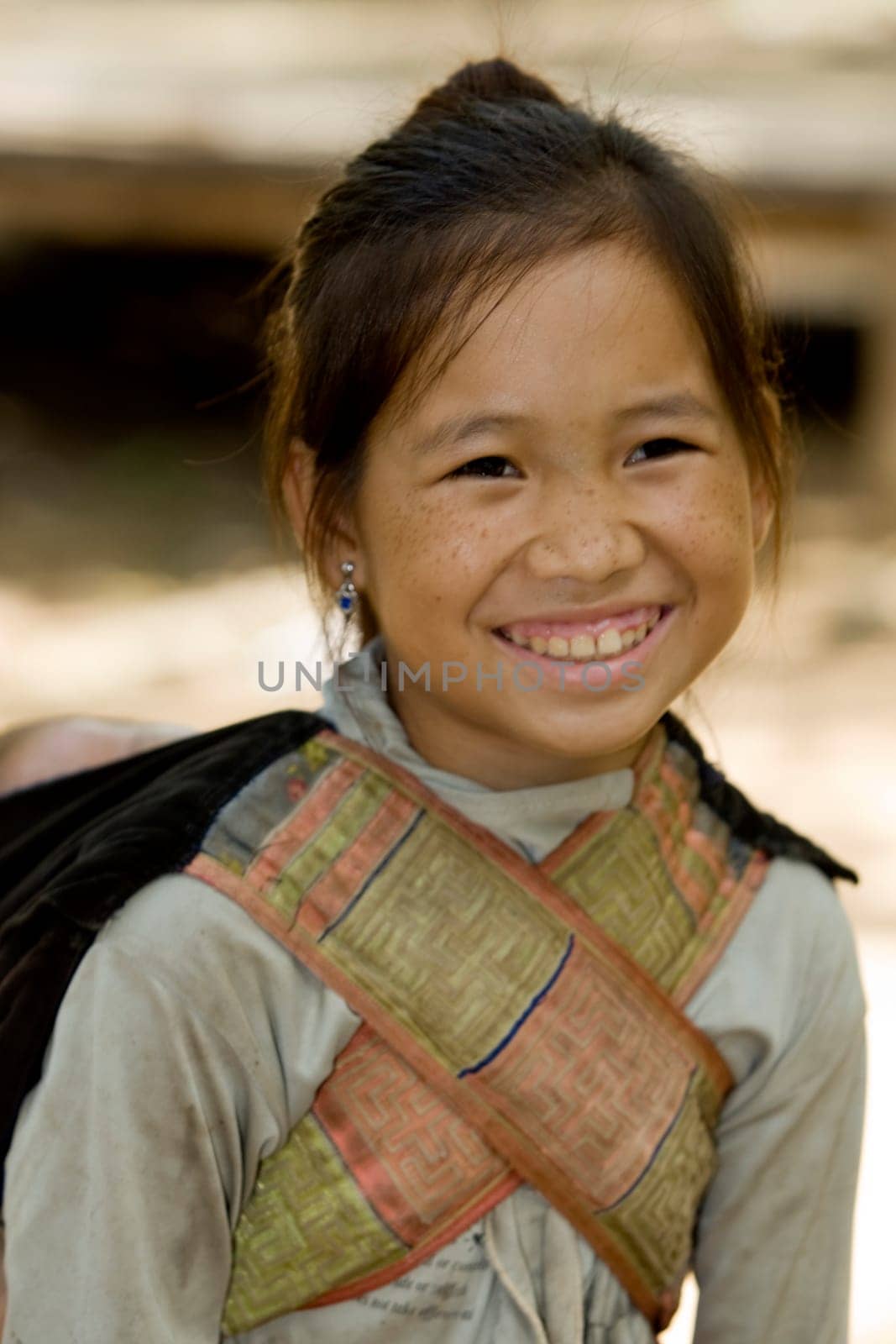 Hmong girl with brother,Laos