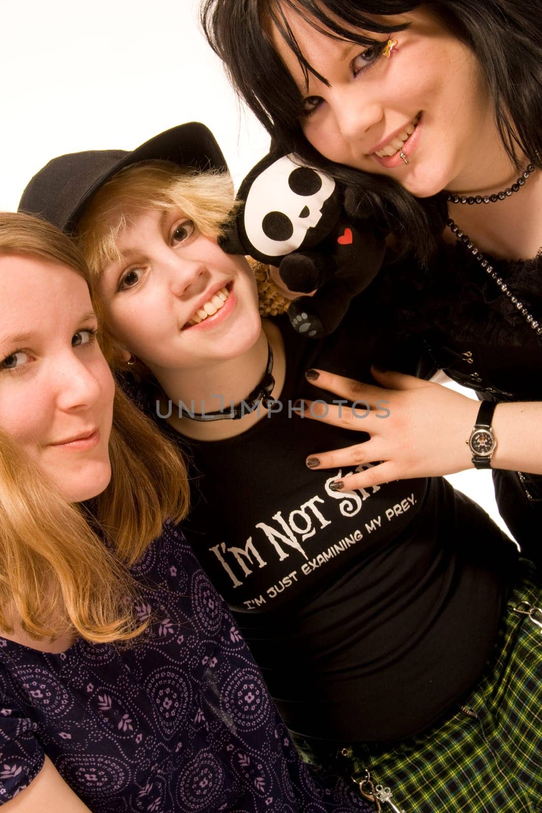 three happy young girls