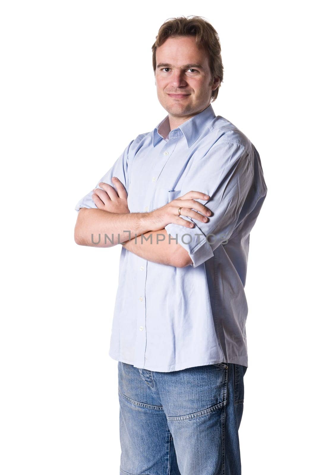 Young man in blue jeans