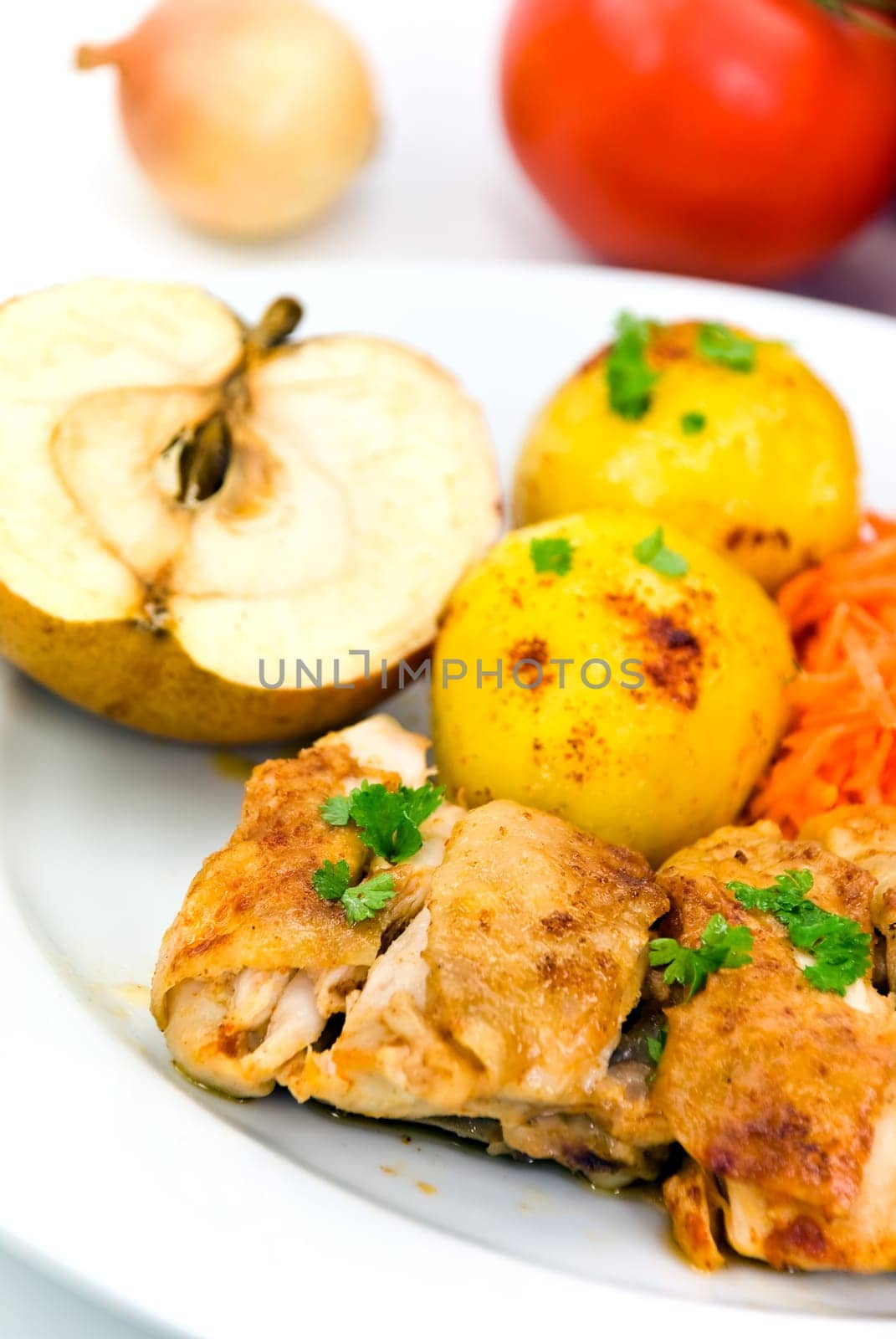 Chicken leg,fried with fried potatoes